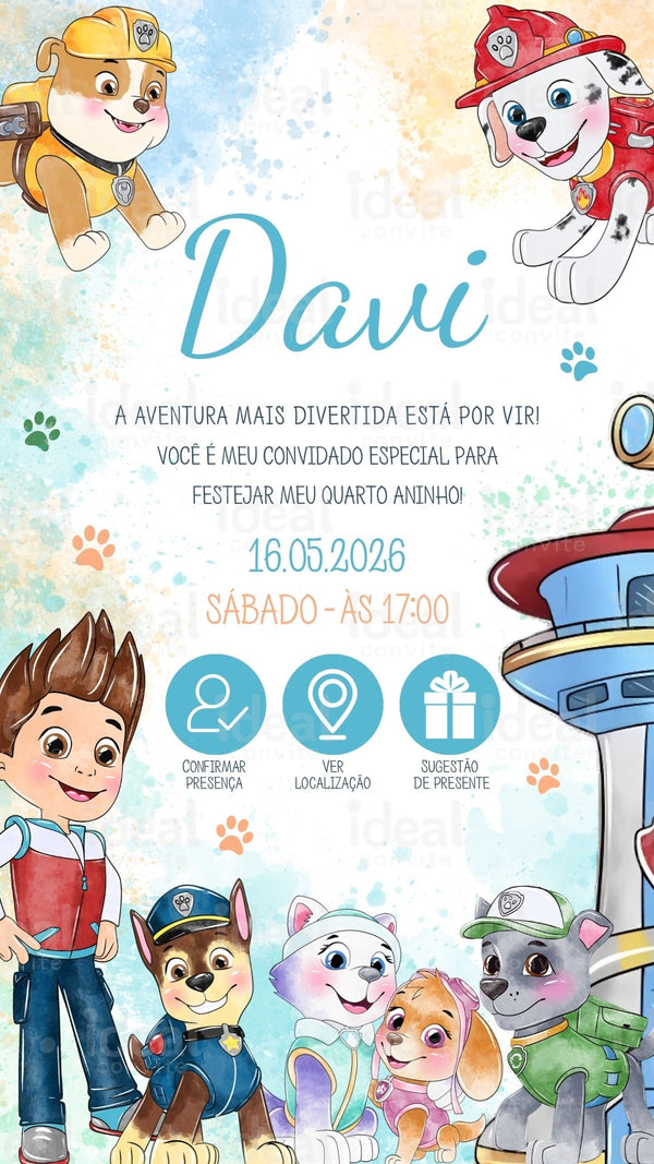 Convite Interativo - Patrulha Canina