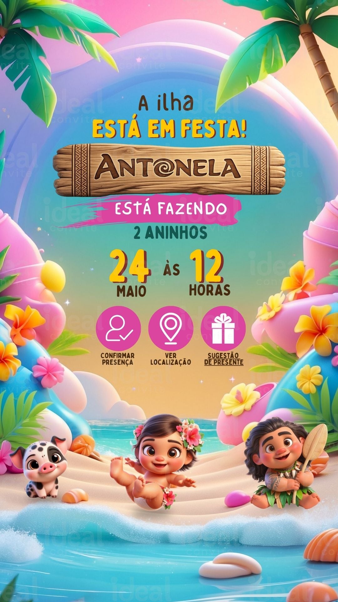 Convite Interativo - Moana Baby