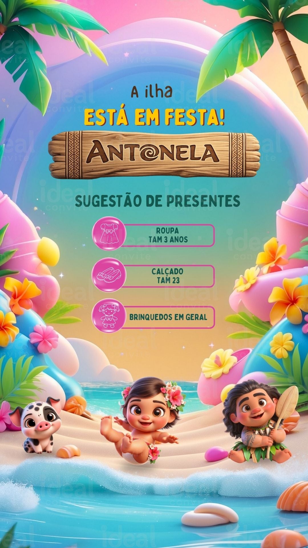 Convite Interativo - Moana Baby
