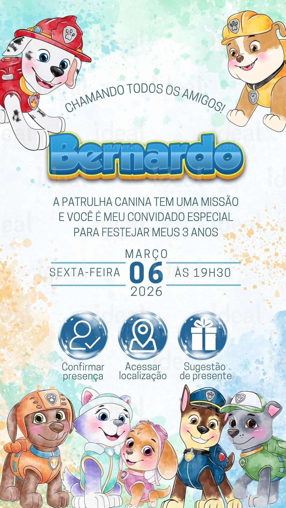 Convite Interativo - Patrulha Canina