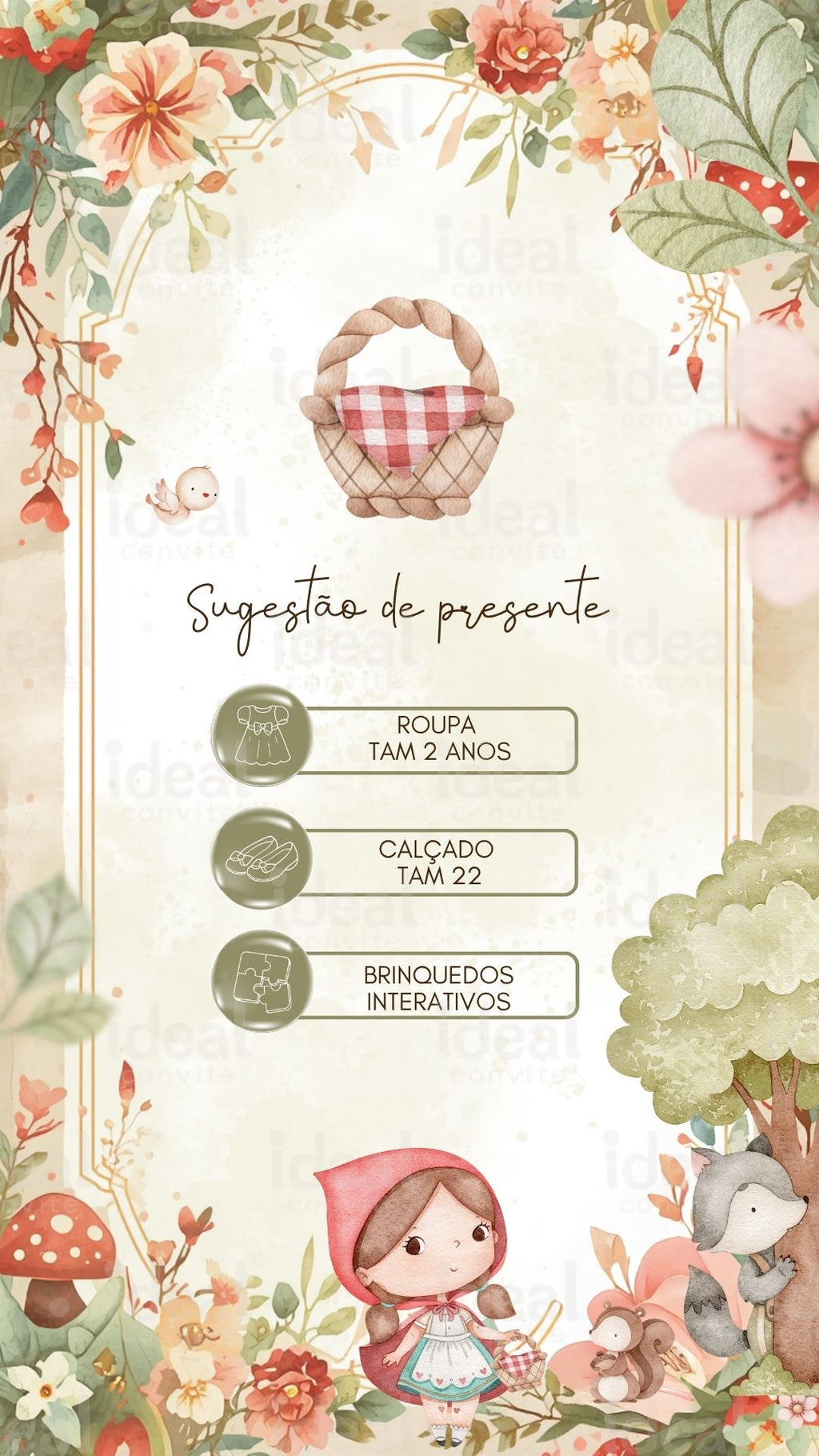 Convite Interativo - Chapeuzinho Vermelho