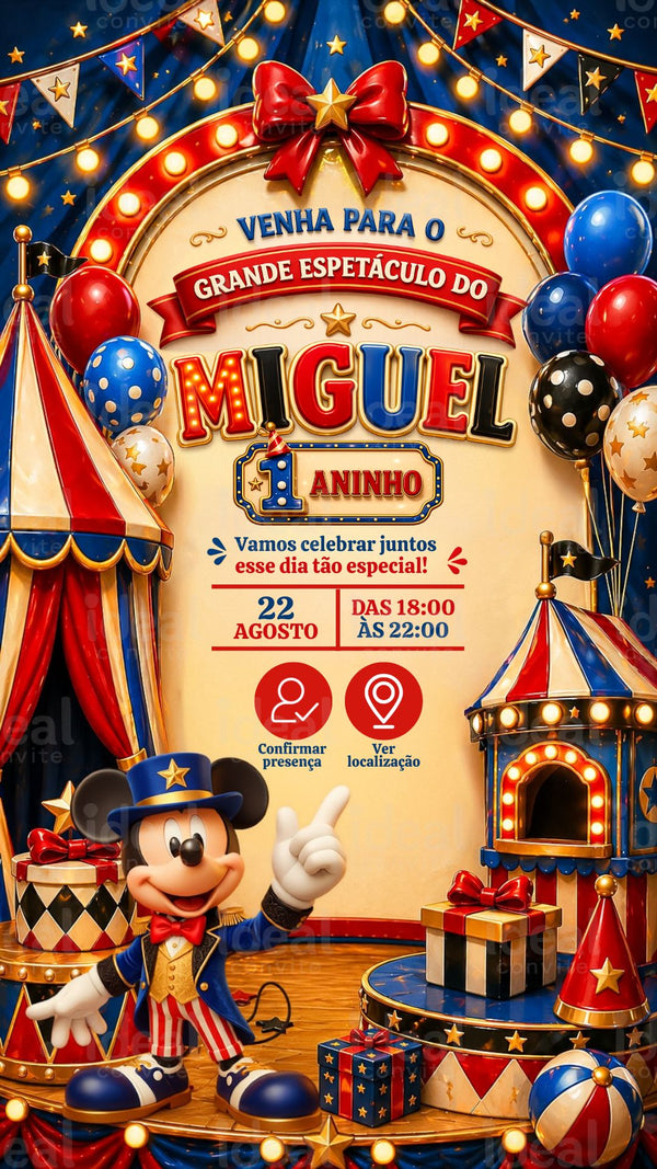 Convite Interativo - Circo Mickey