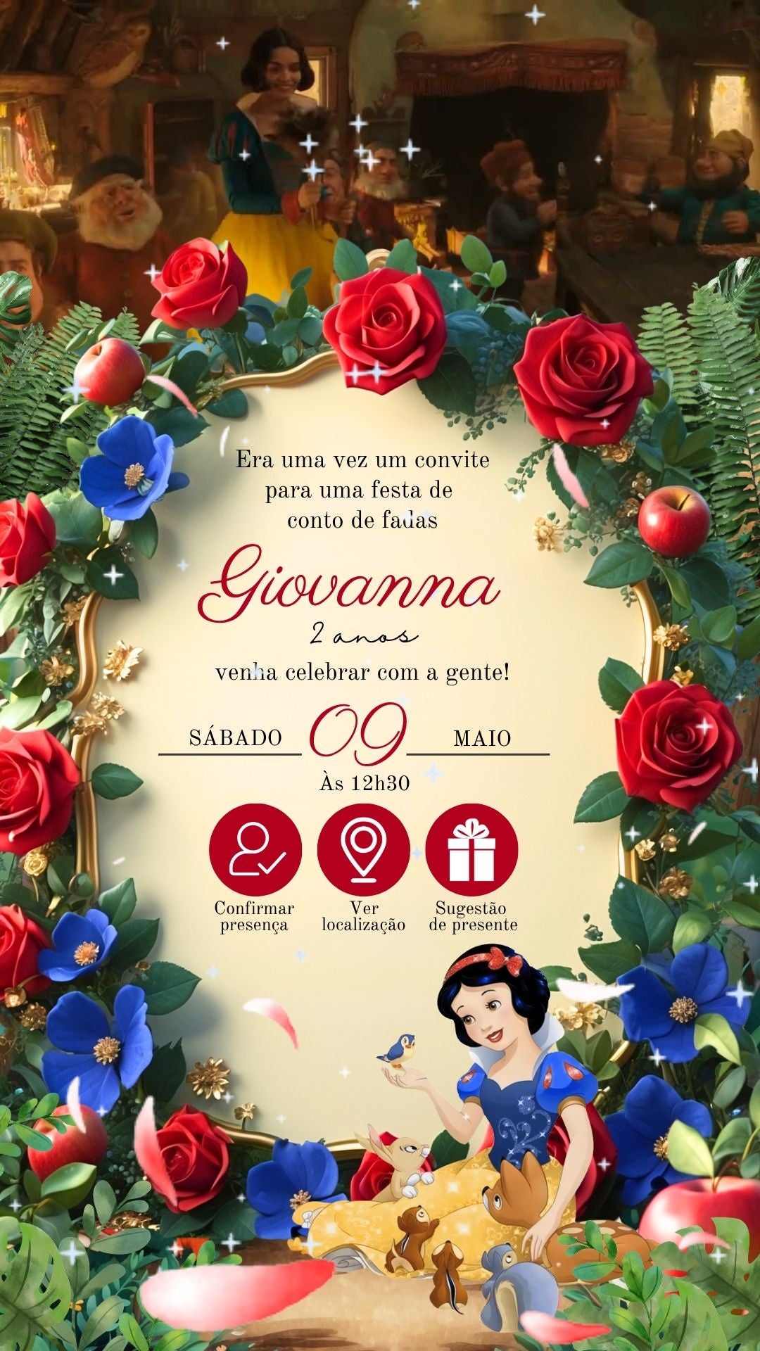Convite Interativo Animado - Branca de Neve