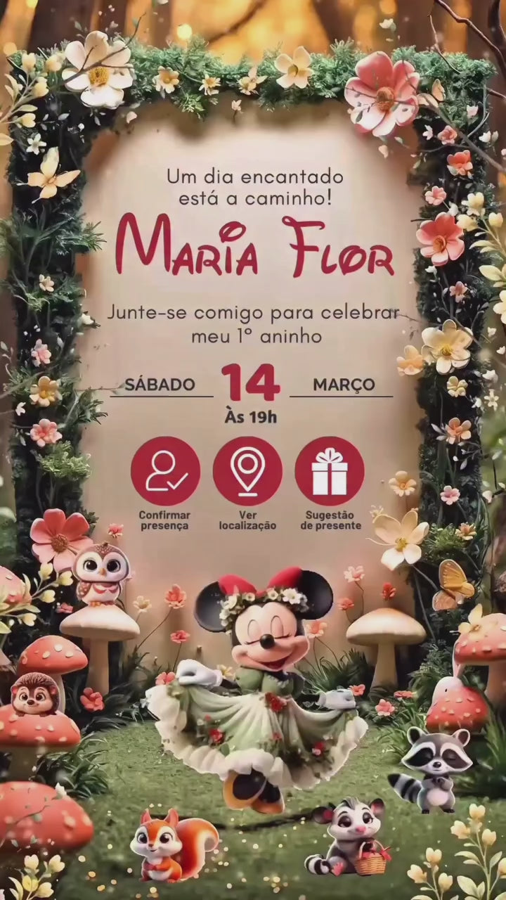Convite Interativo Animado - Minnie Bosque